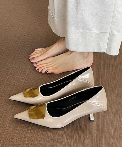 Black French Toe Sequined Heels Splicing High Pointed