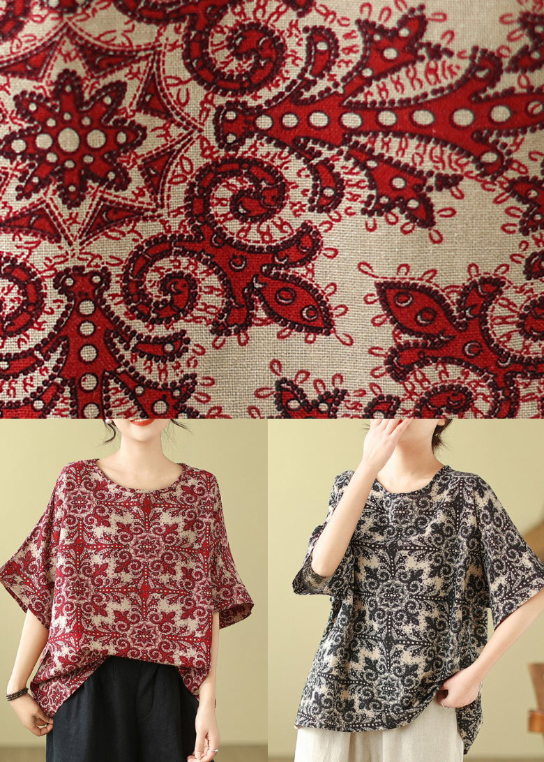 Patchwork Top Black Short O-Neck Sleeve