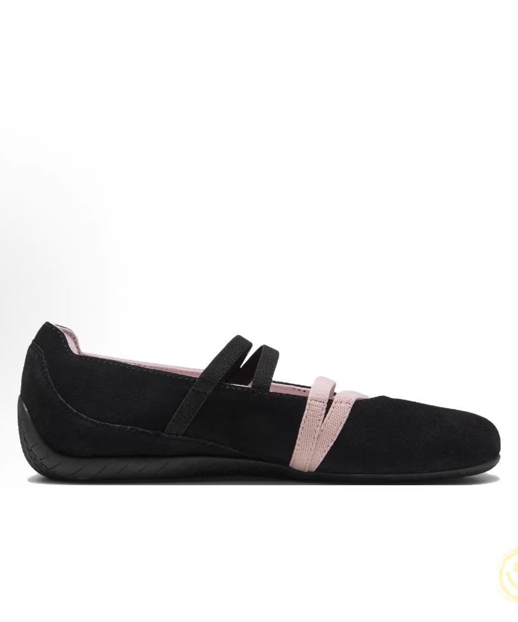 Black Flat Pink Shoes Strap Buckle For Suede Splicing Women