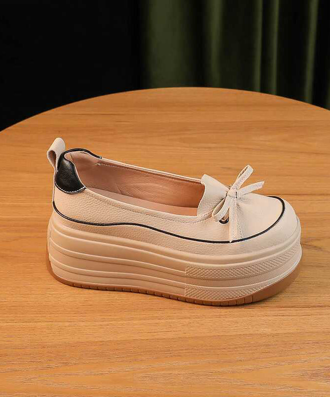 Shoes Leather Platform Splicing Black Unique Faux