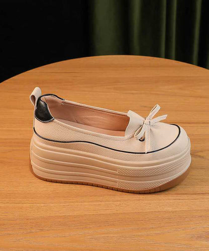 Shoes Leather Platform Splicing Black Unique Faux