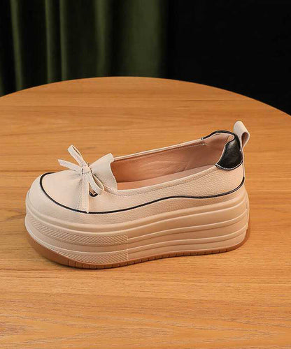 Shoes Leather Platform Splicing Black Unique Faux