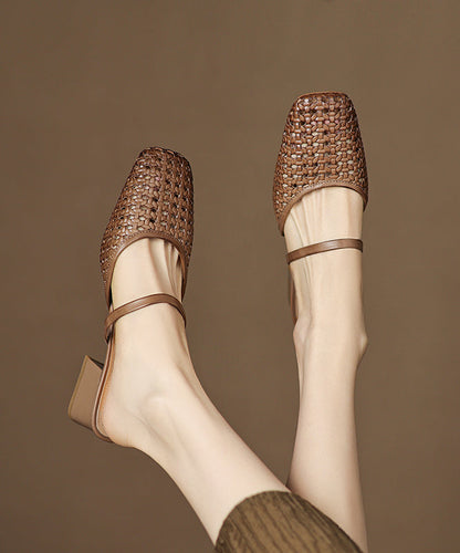 Slide Chunky Boutique Black Out Hollow Sandals Splicing