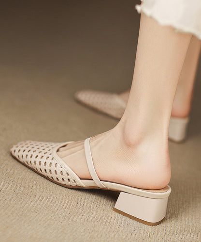 Slide Chunky Boutique Black Out Hollow Sandals Splicing