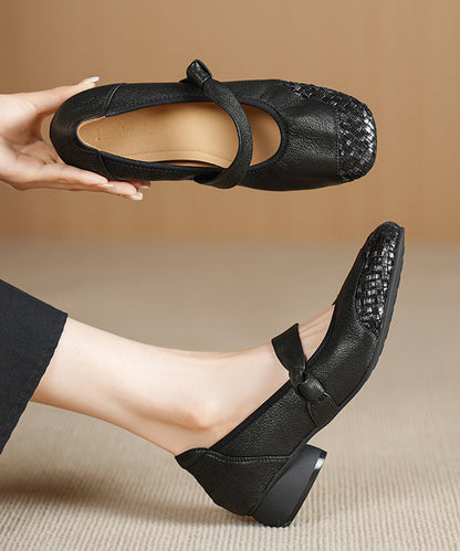 Sheepskin Comfortable Shoes Splicing Chunky Black