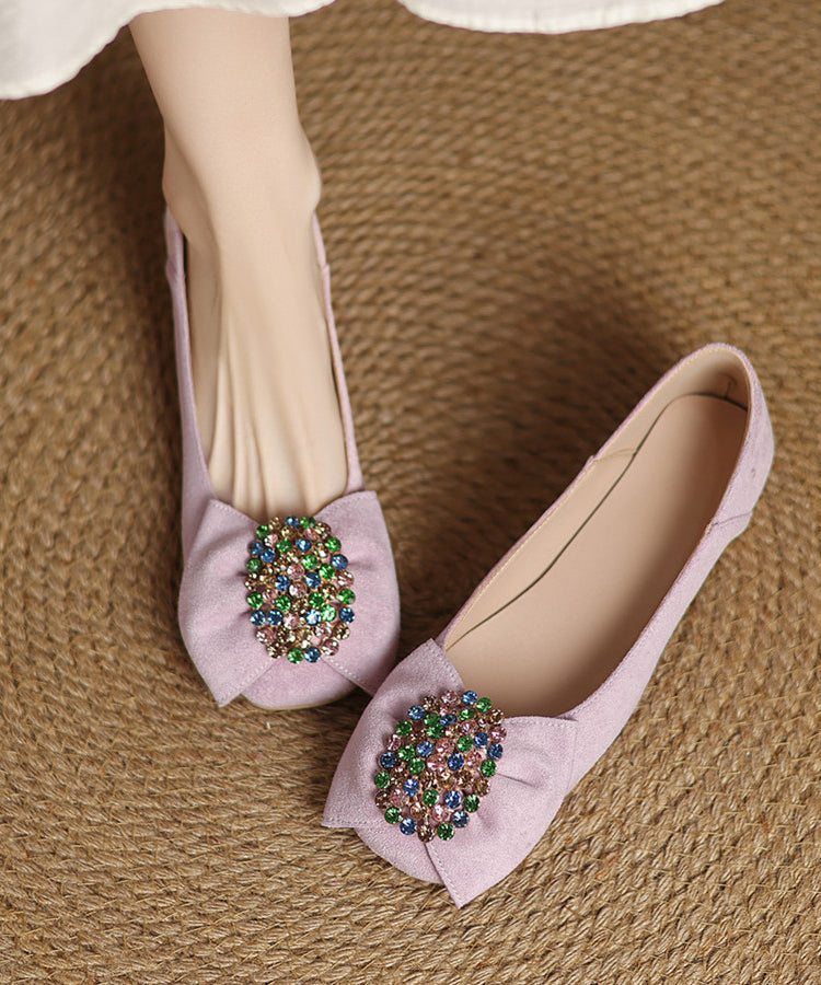 Bow Black Suede Penny Comfy Zircon Loafers Splicing