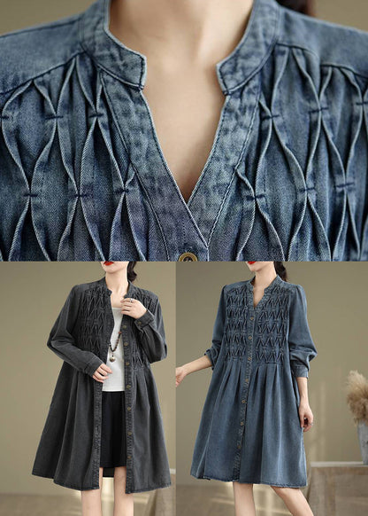 Fall Dresses Neck Black Wrinkled Long V Patchwork