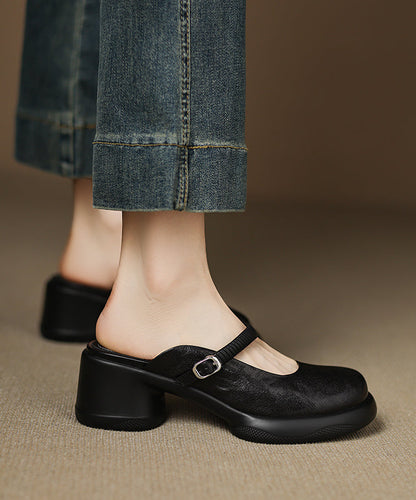 Simple Sheepskin Splicing Slide Sandals Chunky Blue