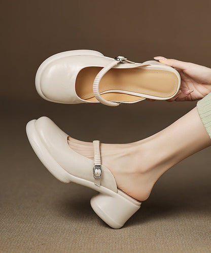 Simple Sheepskin Splicing Slide Sandals Chunky Blue