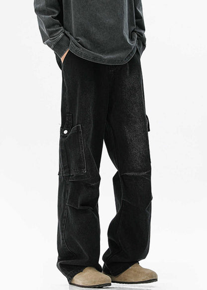 Waist Spring Men Blue Denim Design Pockets Pants Original High