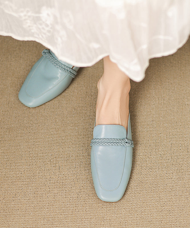 Classy Sheepskin Splicing Blue Slide Sandals