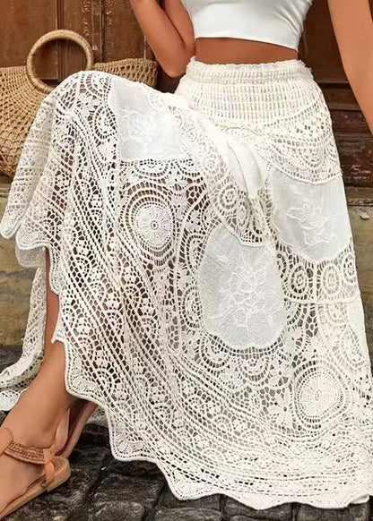 Out Hollow Bohemian A Apricot Skirts Lace Summer Line