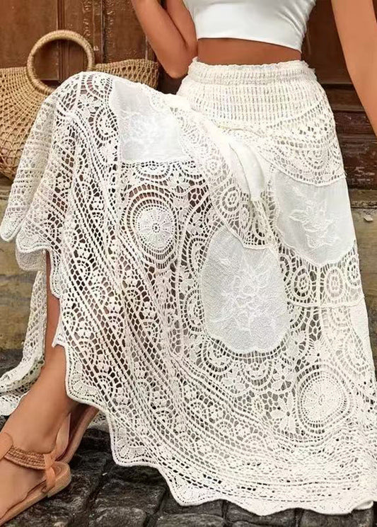 Out Hollow Bohemian A Apricot Skirts Lace Summer Line