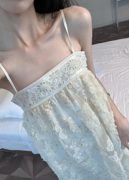 Dresses Beige Long Tulle Bohemian Patchwork Embroidered