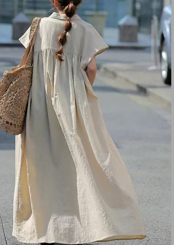 Dress Shirt Cotton Oversized Bohemian Summer Beige