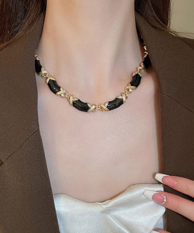 Glaze Black Gratuated Alloy Bohemian Necklace Drip Bead