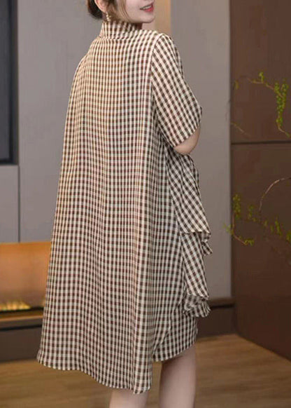 Cotton Brown Set Plaid Oversized Summer Two Bohemian Pieces