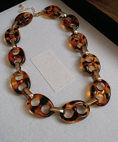 Collar Bohemian Coffee Acrylic Hollow Necklace Alloy Out