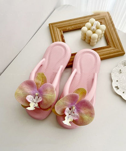 Comfortable Flip Green Floral Splicing Bohemian Flops