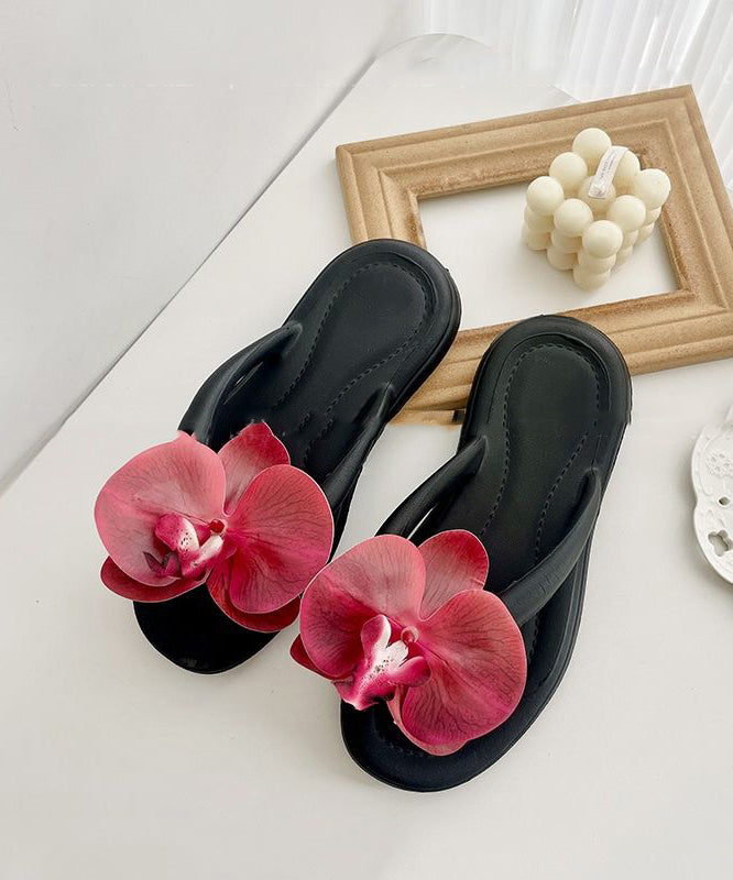 Comfortable Flip Green Floral Splicing Bohemian Flops