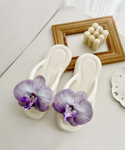 Comfortable Flip Green Floral Splicing Bohemian Flops