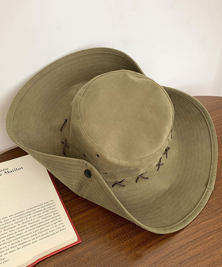 Khaki Patchwork Cowboy Vacation Hat Bohemian