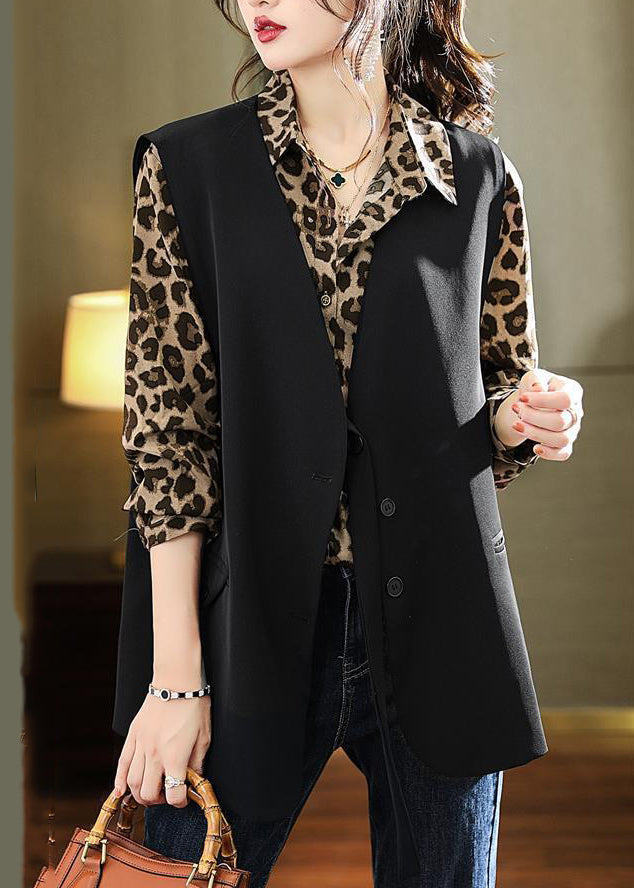 Leopard Print Bohemian Chiffon Shirts Fall
