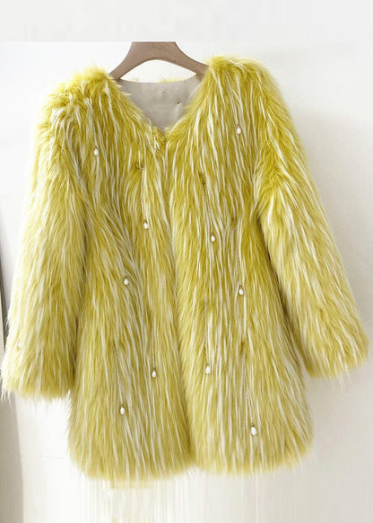 Bohemian Light Green Raccoon Hair Leather And Fur Coat Winter WZ033