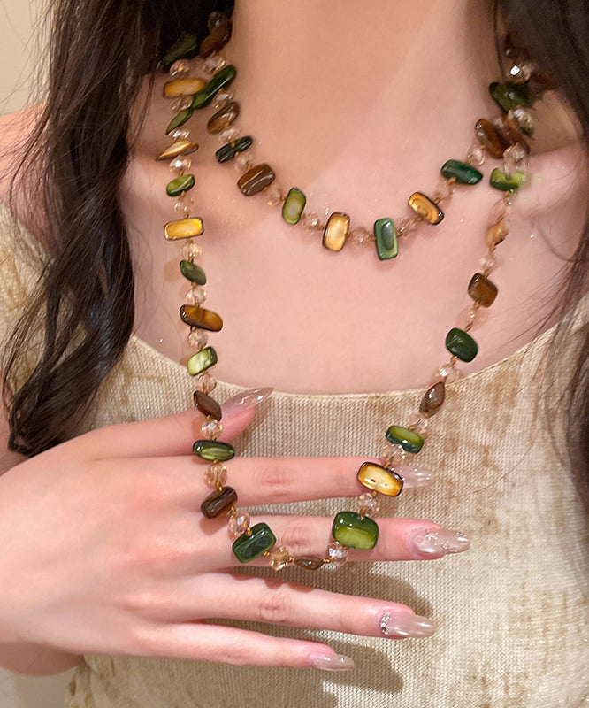 Bead Gratuated Rainbow Bohemian Beading Shell Necklace Alloy