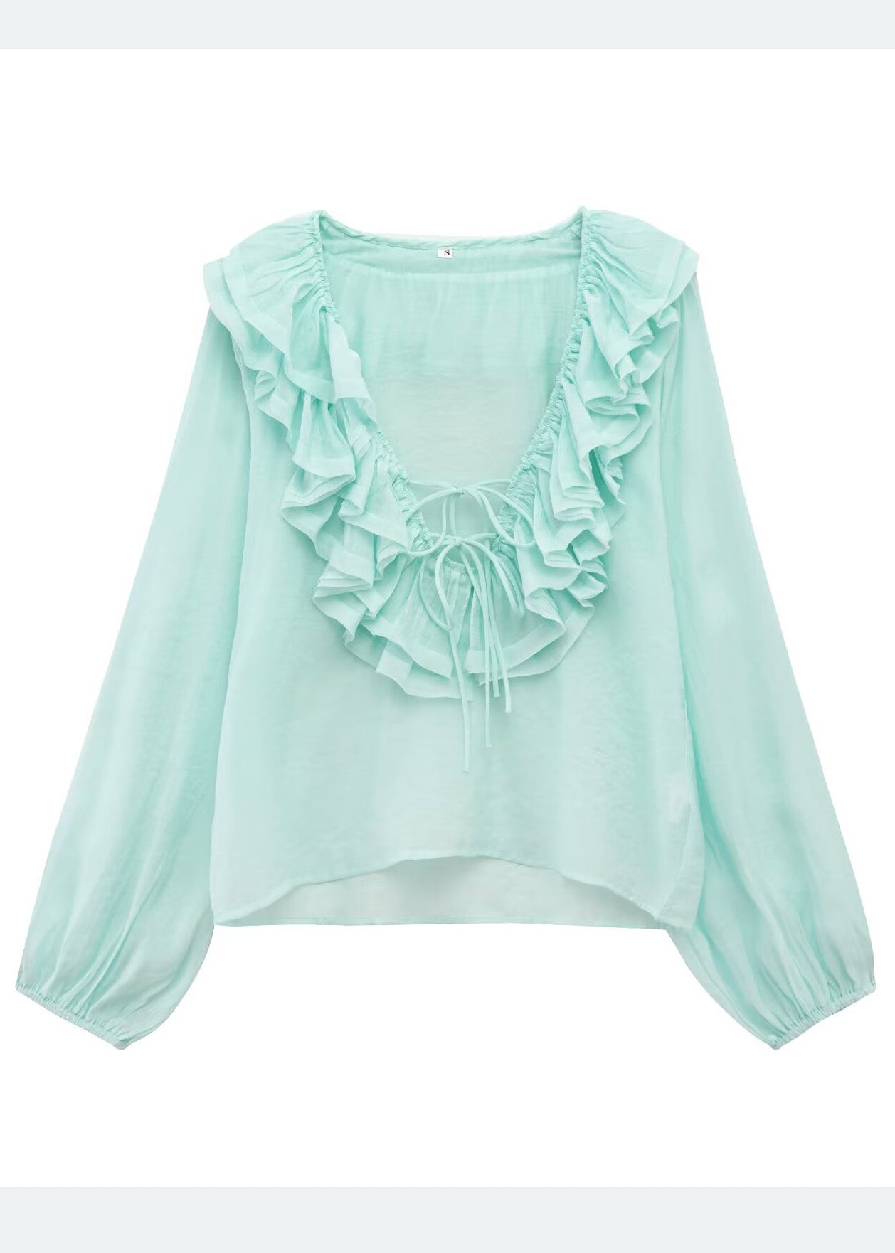 Shirt Bohemian Blue Sky Cotton Ruffled Tops Summer