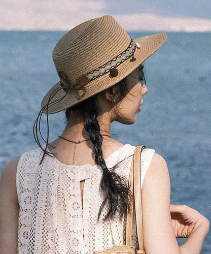 Style Hat Bohemian Holiday Cowboy Woven Beach Straw