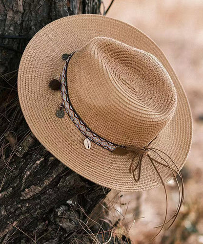 Style Hat Bohemian Holiday Cowboy Woven Beach Straw