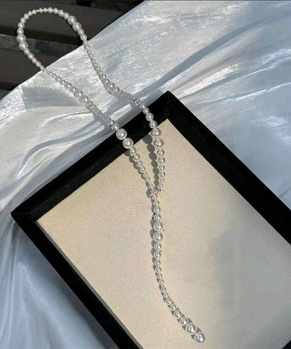 Beading Alloy Bohemian Gratuated Bead Pearl Sweater White