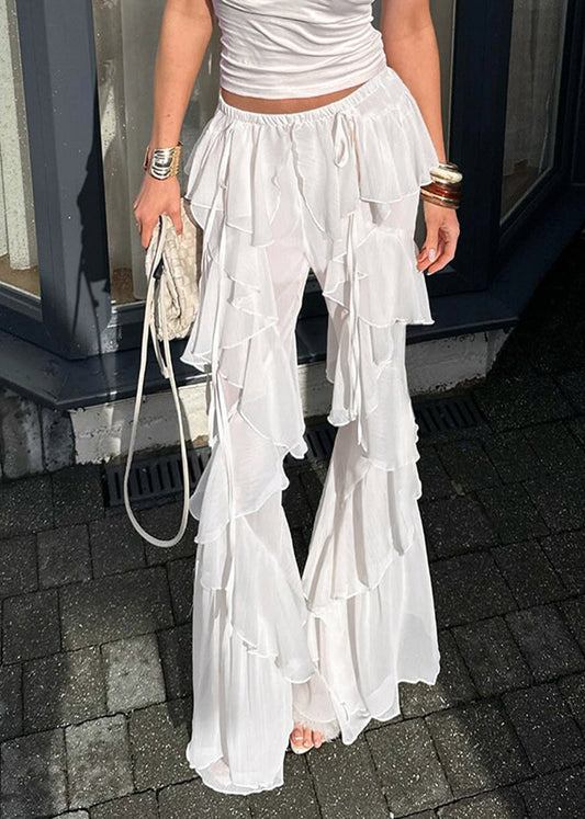 Tulle Trousers Summer White Ruffles Bell-bottom Bohemian