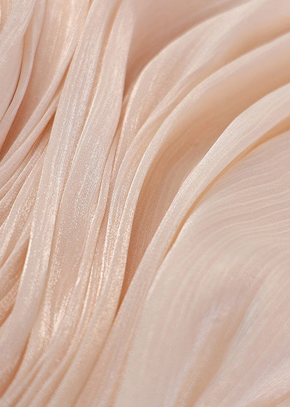 Apricot Boho Chiffon Sleeve Dress Summer Puff Work Wrinkled