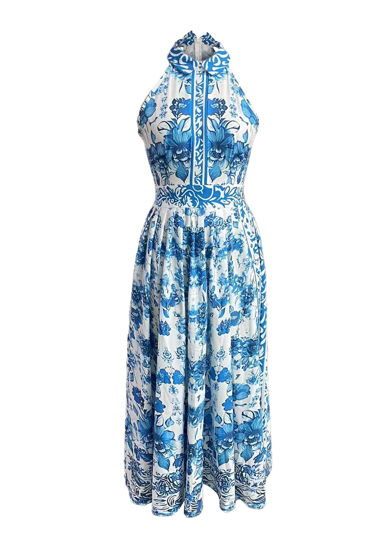 Boho Print Collar Blue Pan Dress Peter Baby Summer Maxi