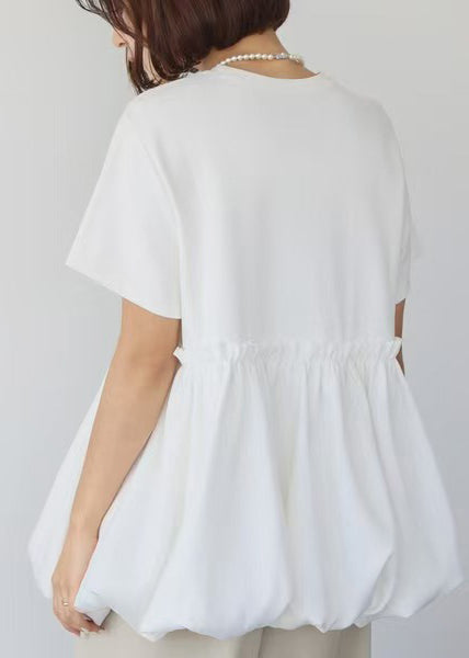 Patchwork Cotton Tops Boho Summer Ruffled Black