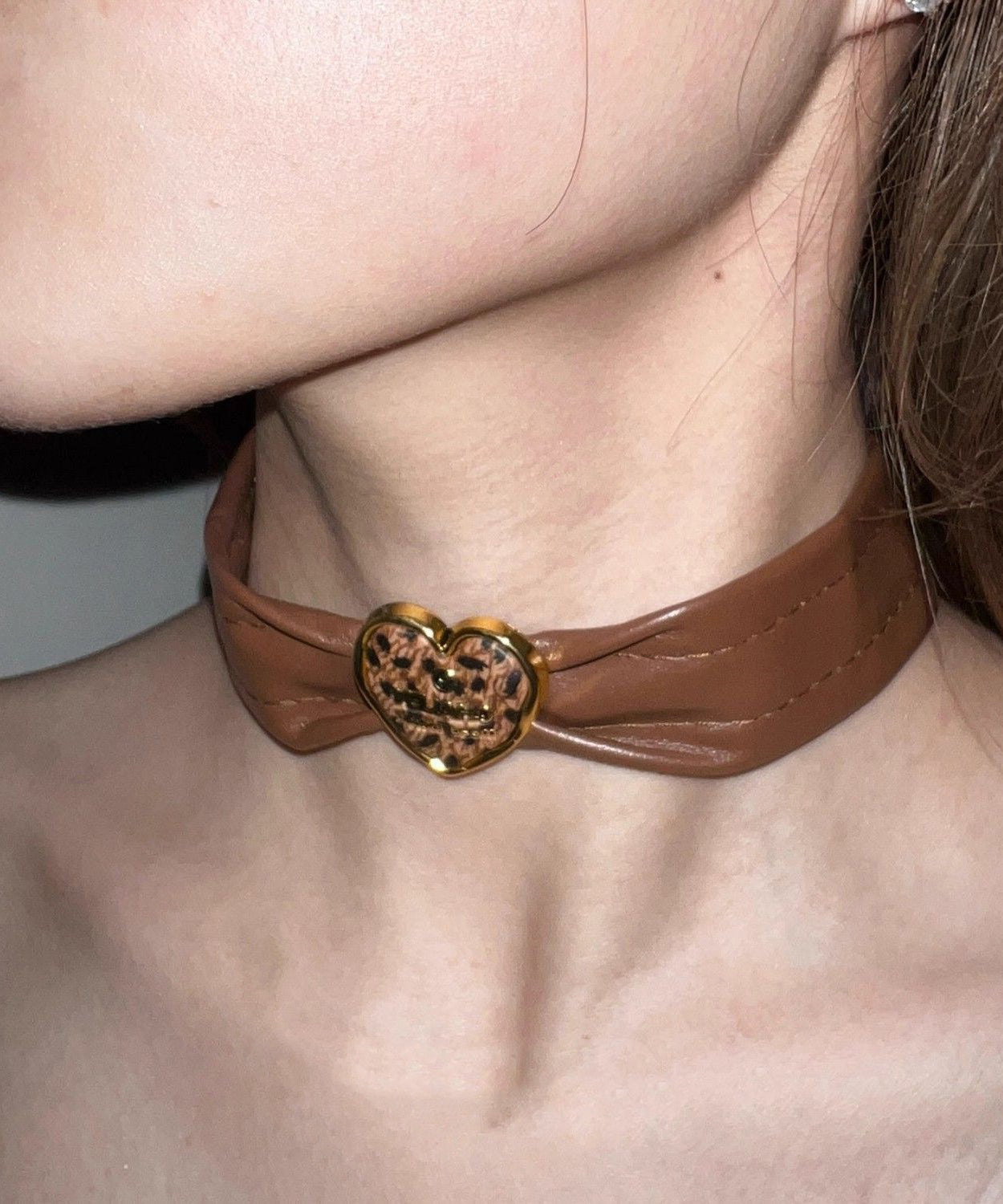 Patchwork Leather Brown Boho Love Choker