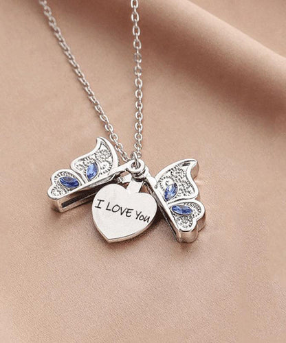 I Alloy Boho Love Butterfly You Zircon Copper Gold Pendant