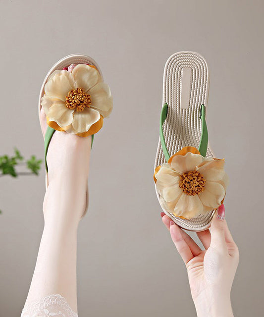 Floral Flops Green Flip Boho Splicing