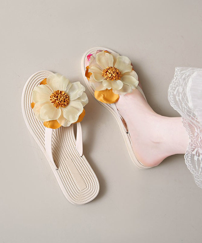 Floral Flops Green Flip Boho Splicing