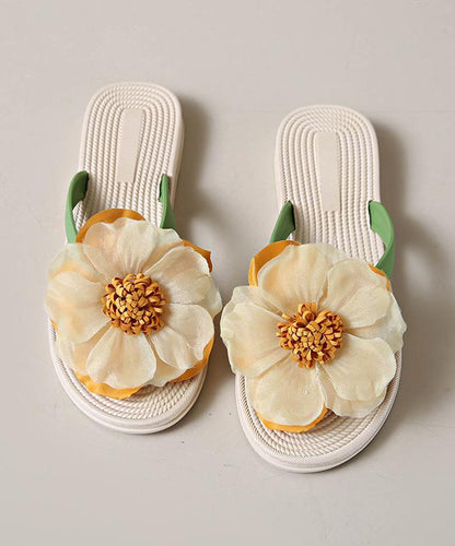 Floral Flops Green Flip Boho Splicing