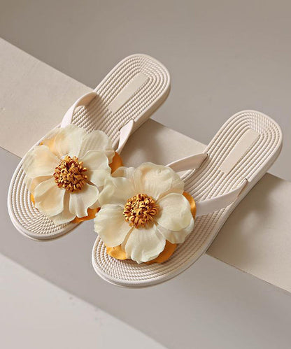 Floral Flops Green Flip Boho Splicing