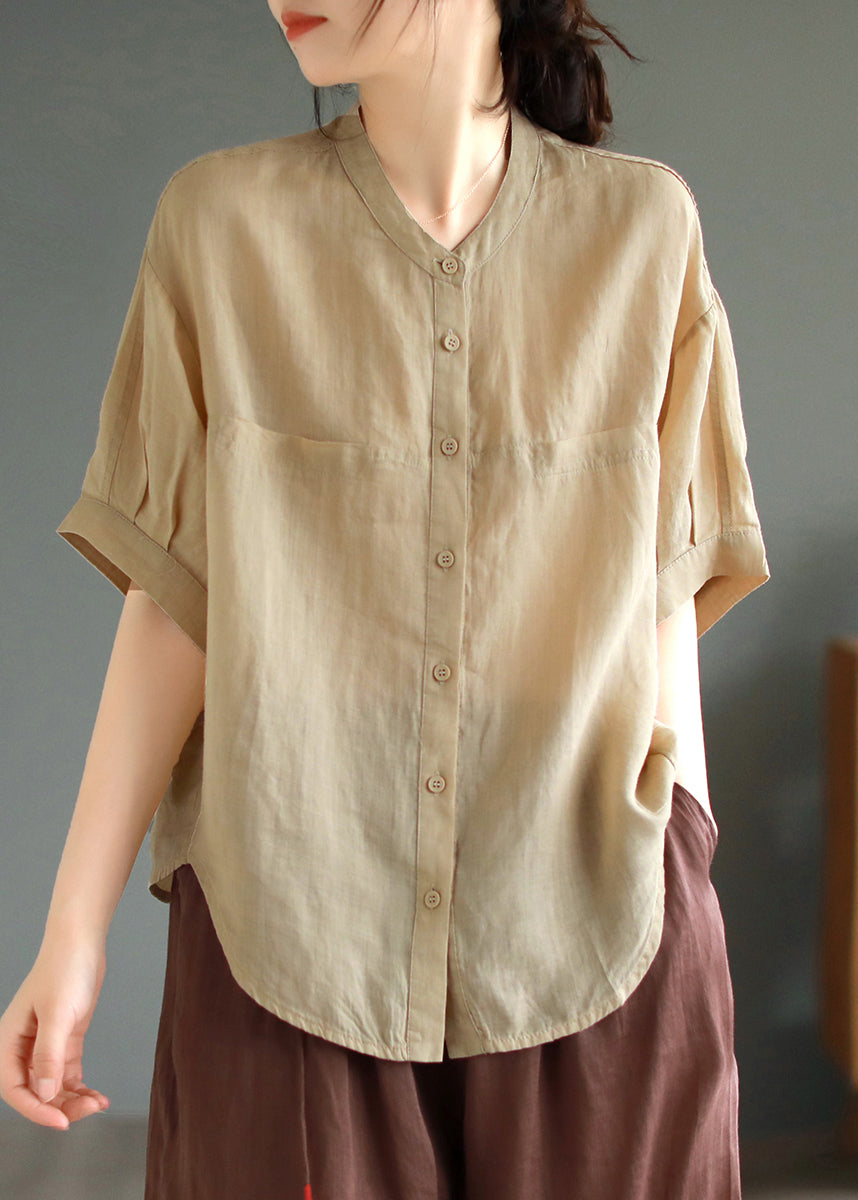 Green Summer Oversized Shirt Boho Top Linen