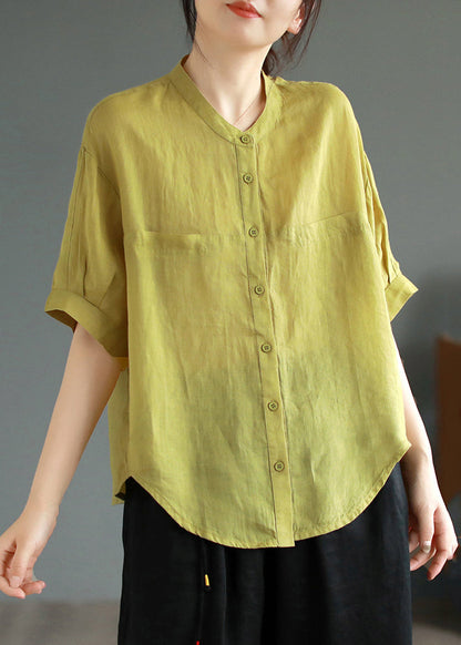 Green Summer Oversized Shirt Boho Top Linen