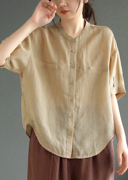 Green Summer Oversized Shirt Boho Top Linen