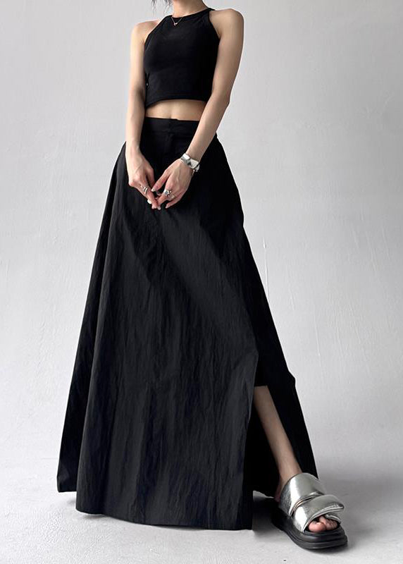 Side Exra Summer Grey Line A Open Boho Hem Skirt Large