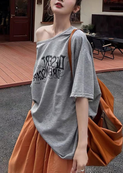 Print Grey And Cotton Boho Leg Oversized Pant Wide Two Tank