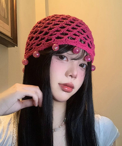 Boho Handmade Rose Hollow Out Bead Knit Boonie Hat WI022