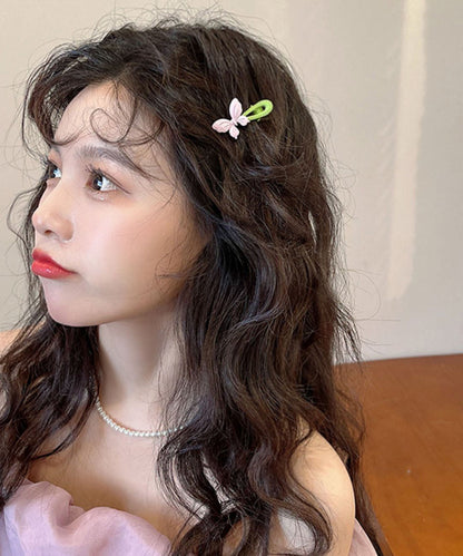 Floral Hairpin Light Green Boho Acrylic